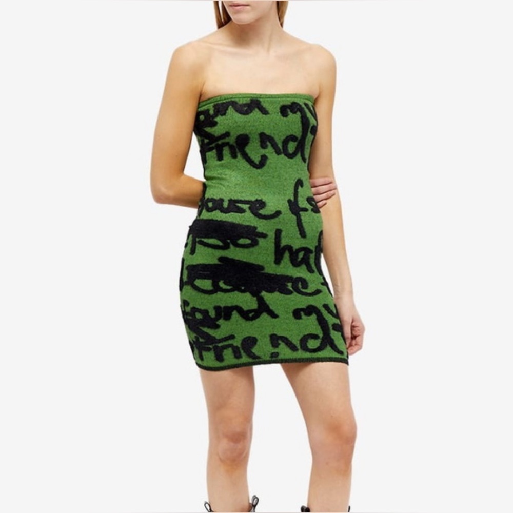 House of Sunny Green Dress with black lines Size XS